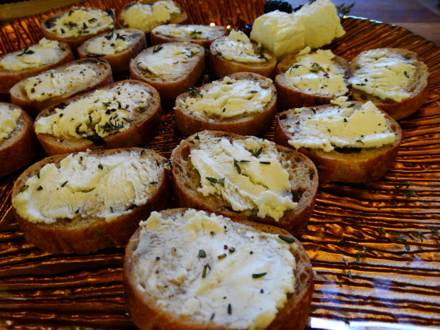 La Femme du Fromage- Feta a fig bruschetta Feta chese made with with goat and sheep's milk on fig and anise bread
