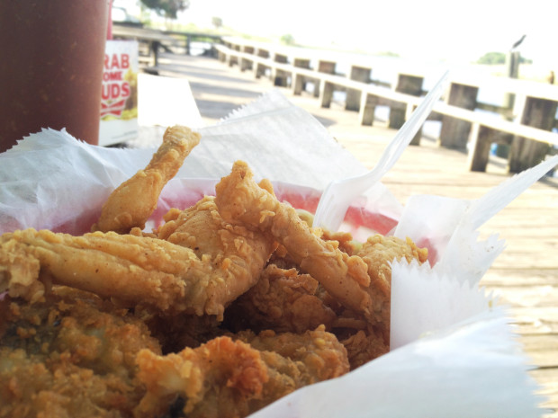 Lone Cabbage Fish Camp's fried catfish, gator tail, amd frog legs