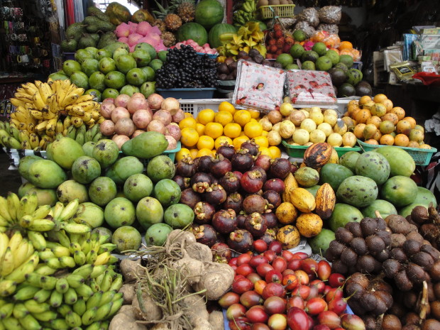 Fruit stall in the street market near Lake Bratan