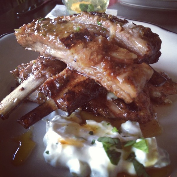 lamb ribs 15 - green tomato yogurt, burnt coriander honey