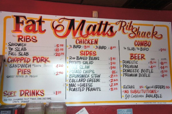 The Menu - beautifully drawn - Fat Matt's Rib Shack 