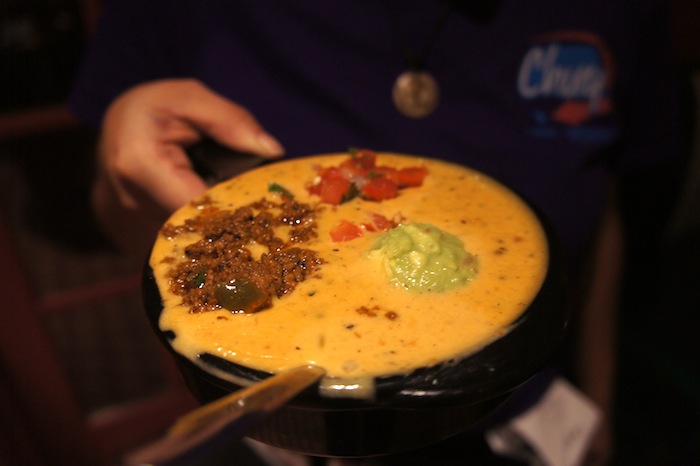 Queso Compuesto $6.99 - filled to the brim Chile Con Queso topped with a satisfying trio of seasoned ground sirloin, guacamole, and pico de gallo