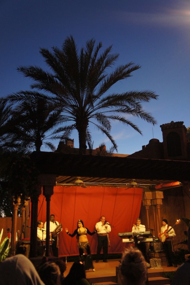 Night scenes out side Spice Road Table - Belly dancing and Moroccan band