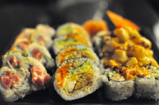 Dynamite Roll, Spider Roll, and Volcano Roll