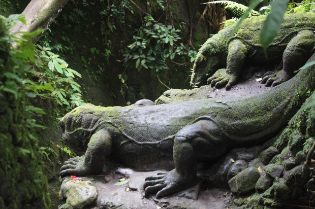 Komodo Dragon statues - Sacred Monkey Forest in Ubud