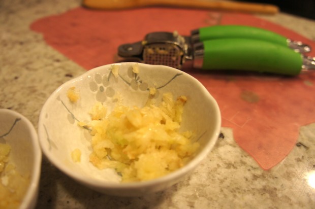 Preparing the garlic