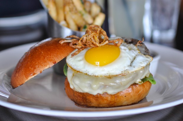 Wagyu Cheeseburger with Fried Egg and Crisp Onions