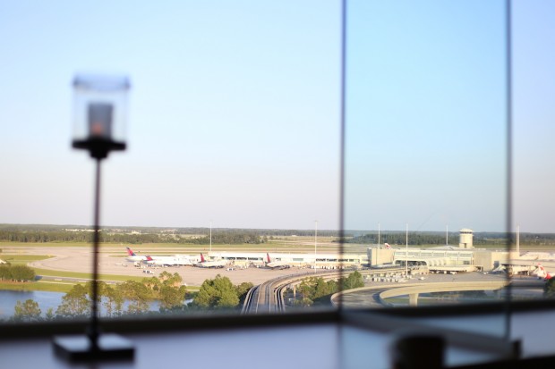 Gorgeous window views of the runways below at the Orlando International Airport