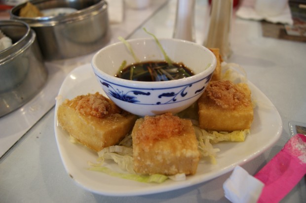 Fried stuffed shrimp tofu at Lam's Garden