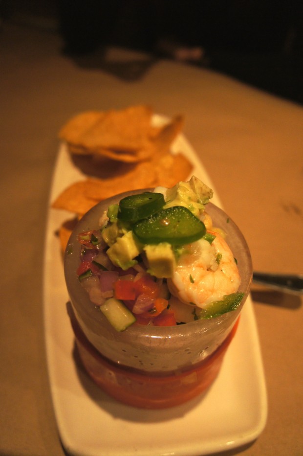 Cold fresh ceviche - served in an ice bowl