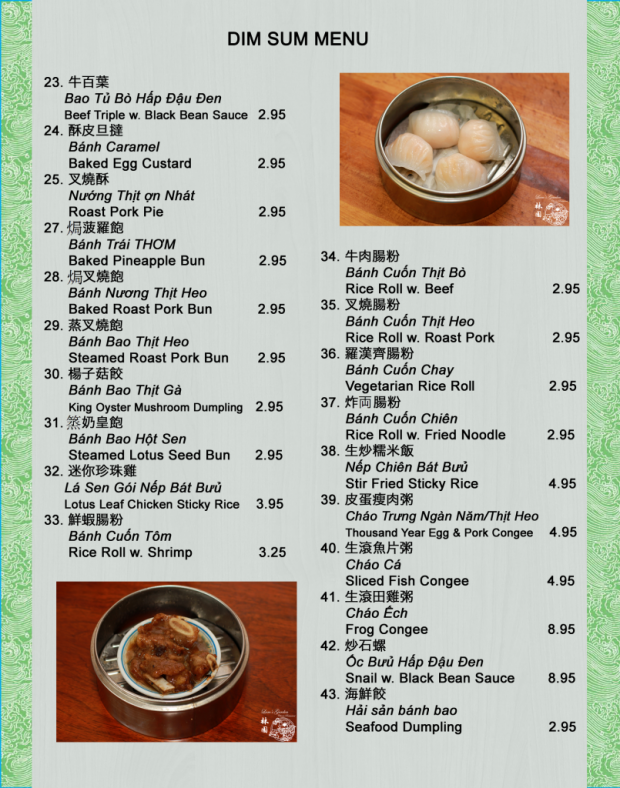 Lam's deals garden menu