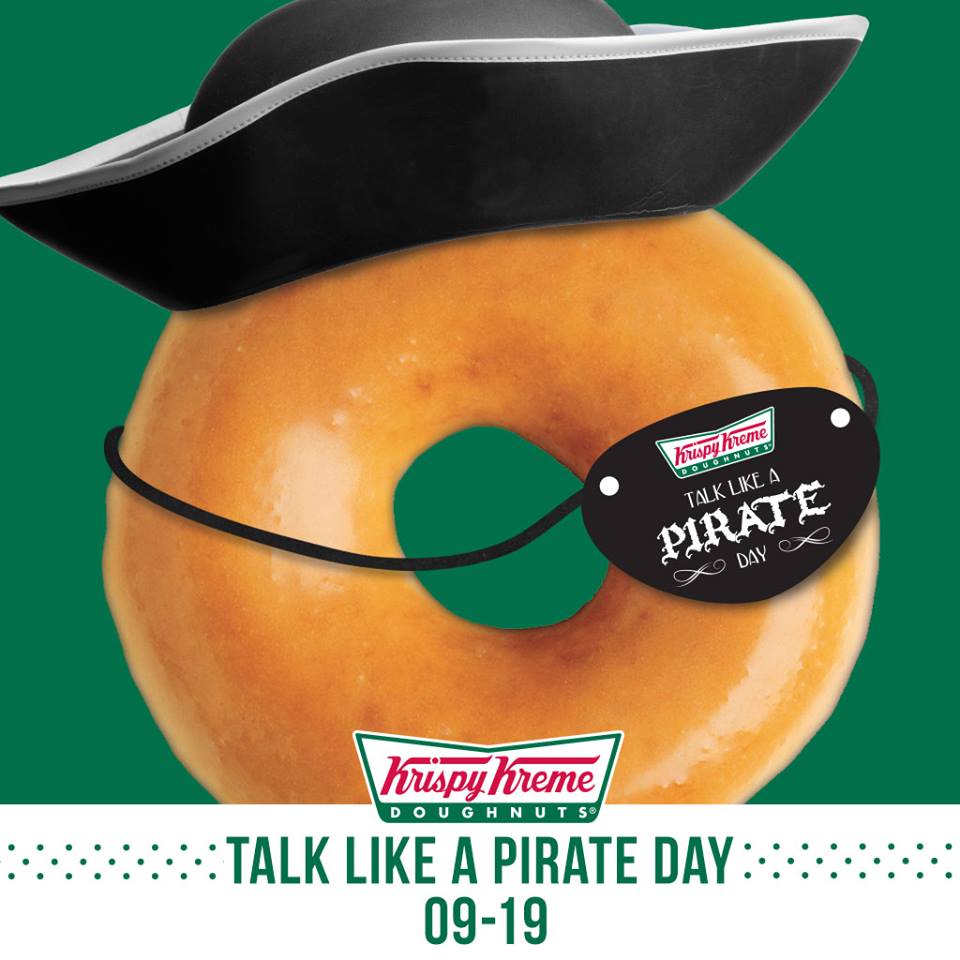 Free Donuts today at Krispy Kreme – Talk Like a Pirate Day – September 19