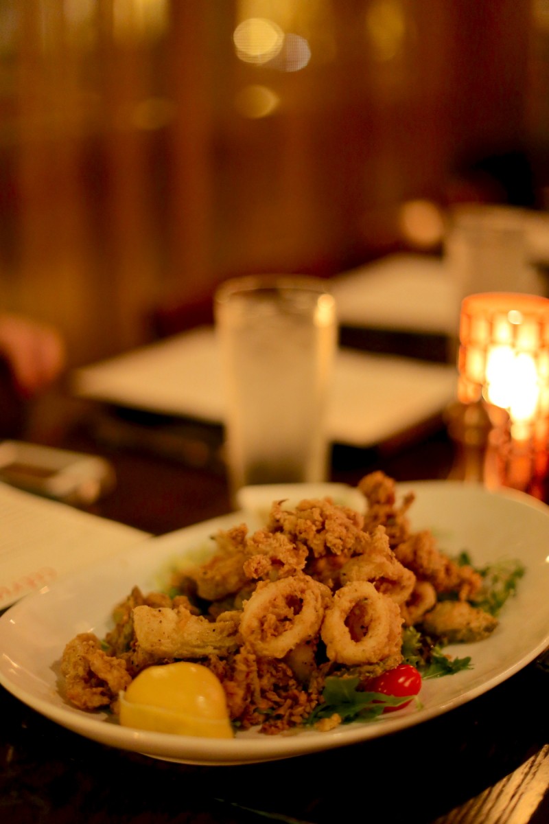 Crispy Calamari, jalapeños, artichokes, lemon, pickles, house sofrito 13