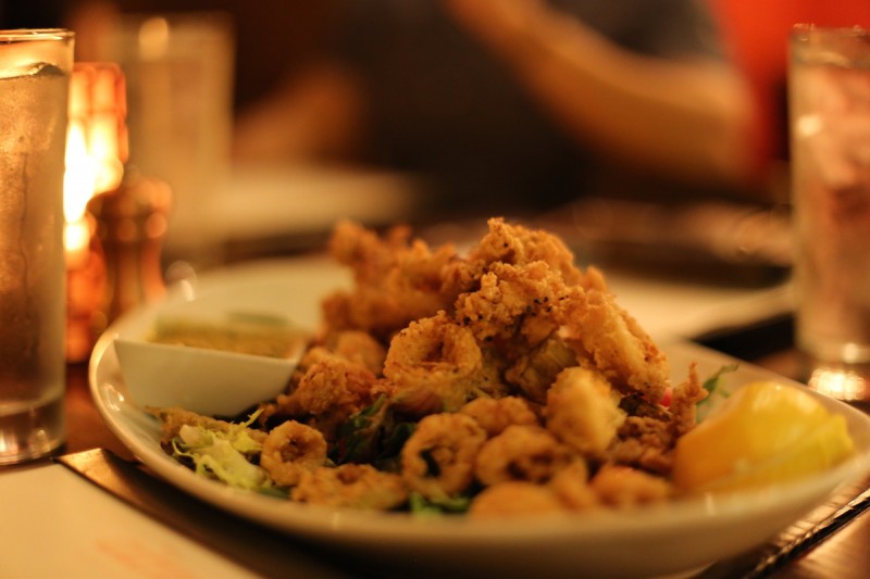 Crispy Calamari, jalapeños, artichokes, lemon, pickles, house sofrito 13