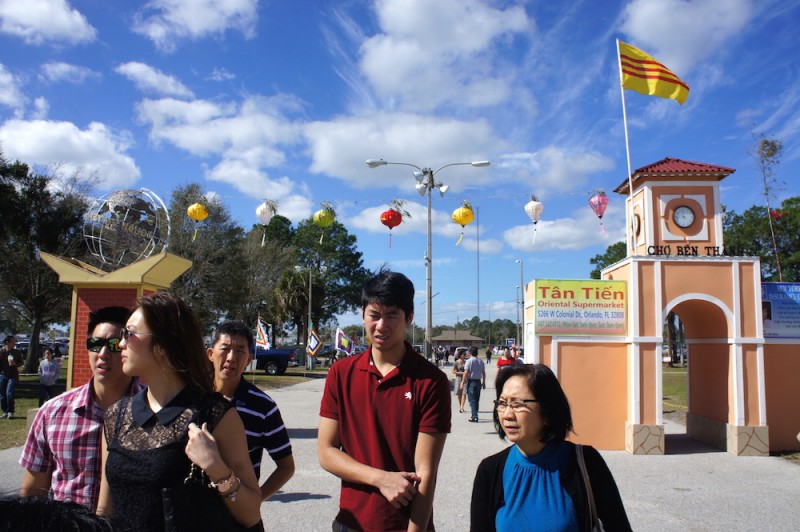 The festival is fun for the entire family - here in the background, a recreation of Cho Ben Thanh Market in Saigon, Vietnam