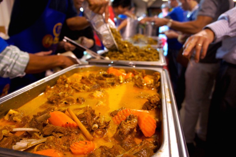 Curry goat and sauteed boar