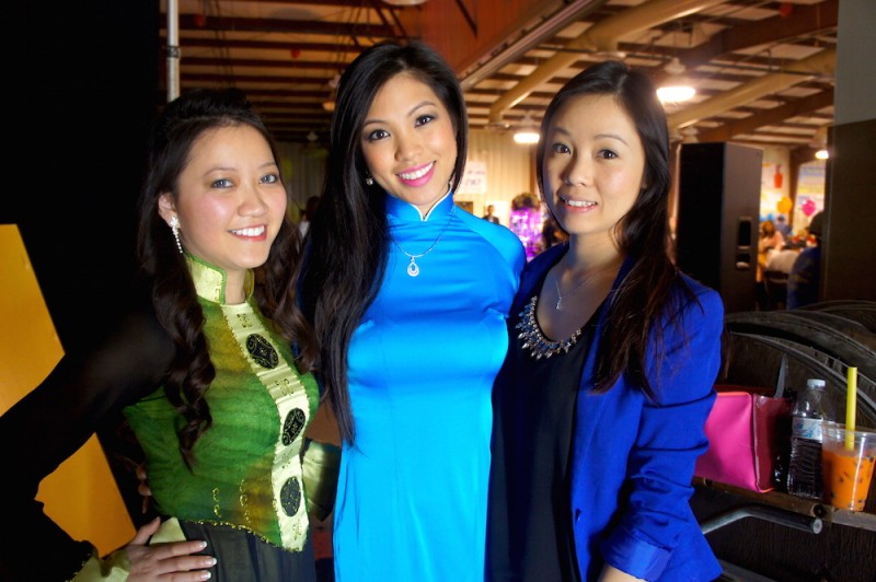 These Vietnamese ladies are getting ready for a cultural performance on stage