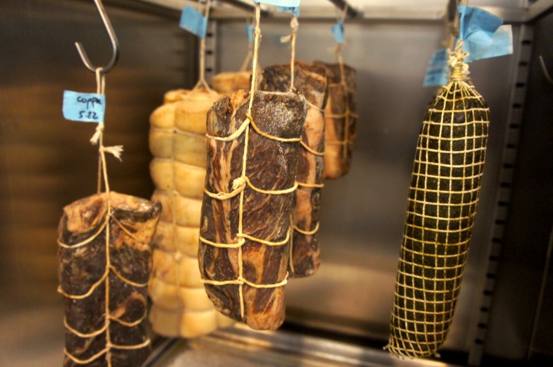 House cured meats in process