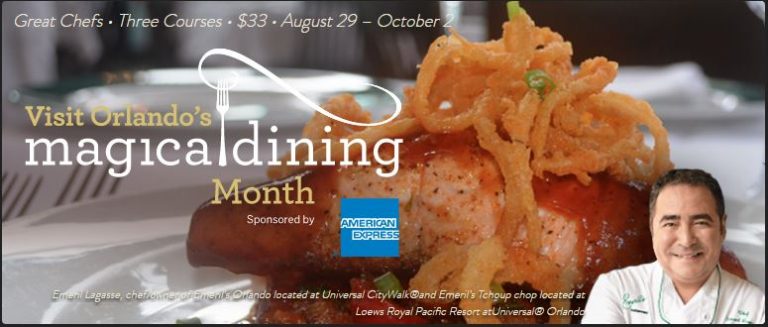 90 Restaurants Participating in Visit Orlando’s Magical Dining 2016  – Aug. 29 through Oct. 2