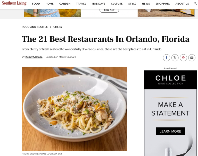 21 Best Restaurants in Orlando from Southern Living Magazine
